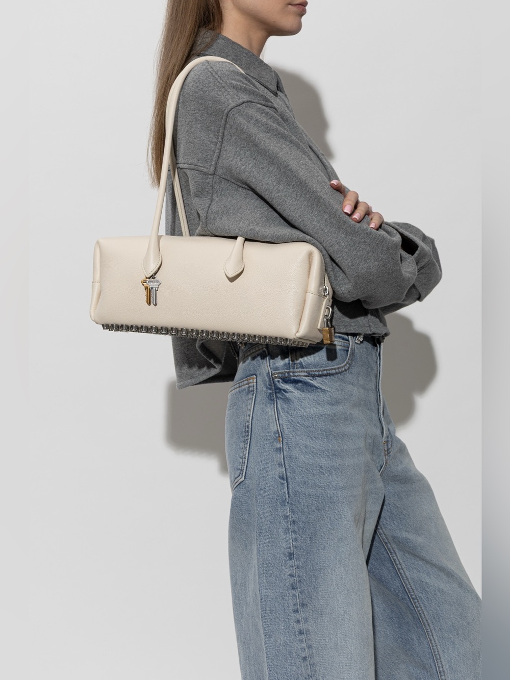 Alexander Wang Roux Medium Shoulder Bag Studded Leather Vanilla